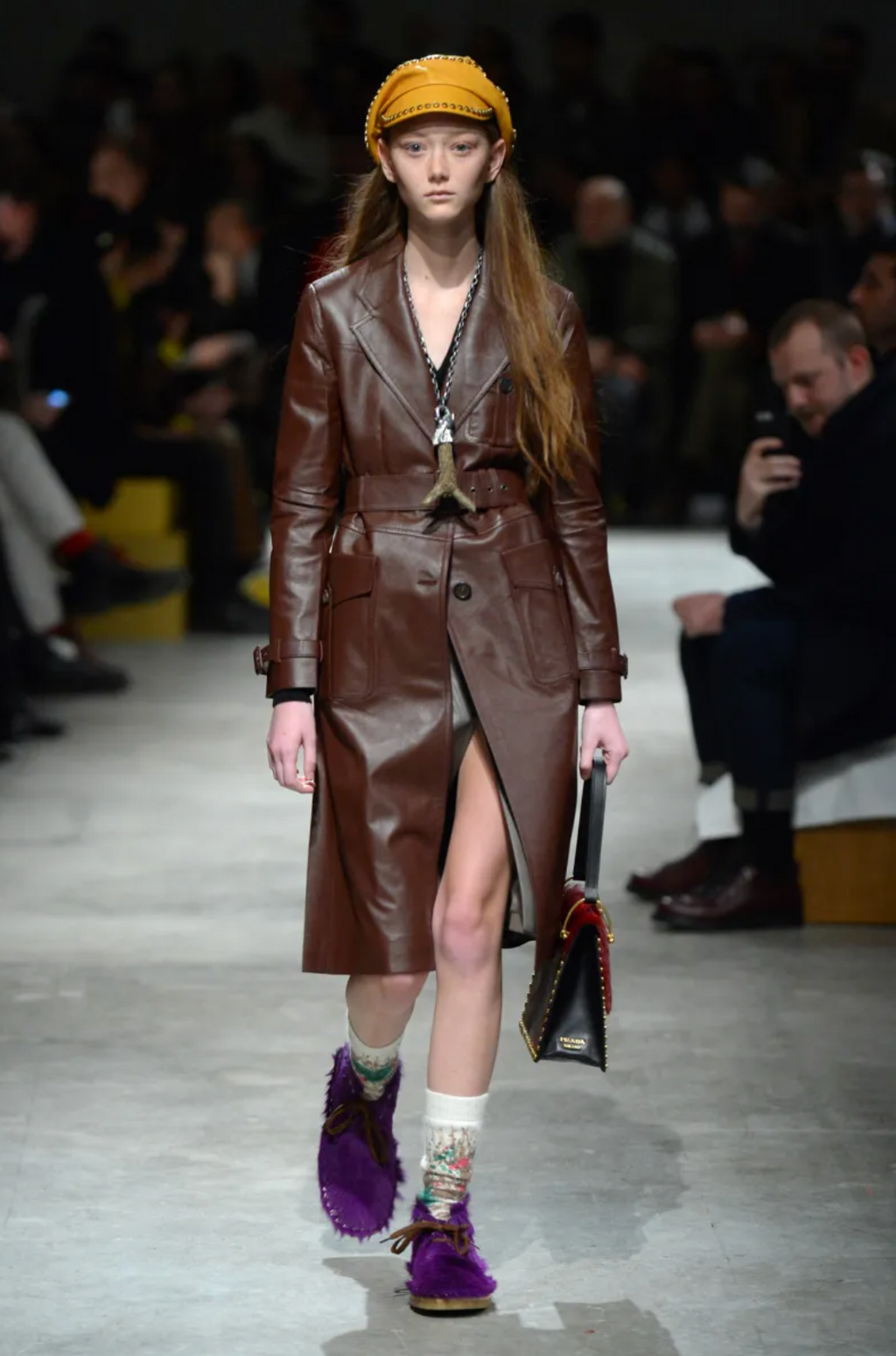 Prada FW2017 leather trench coat